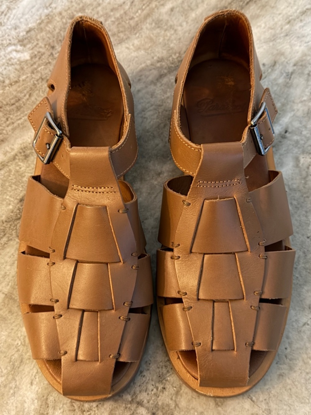 Paraboot Pacific Fisherman Sandals Todd Brown Tan Leather 43 EU US 10 Snyder